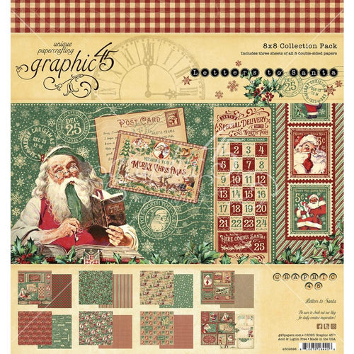 Graphic 45 Letters to Santa 8 x 8 paper pack