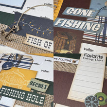 Load image into Gallery viewer, Gone Fishing scrapbook page kit