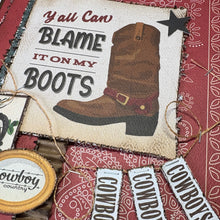 Load image into Gallery viewer, Blame it on the Boots scrapbook page kit