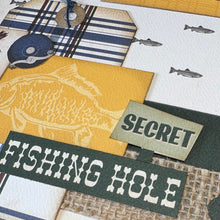 Load image into Gallery viewer, Gone Fishing scrapbook page kit
